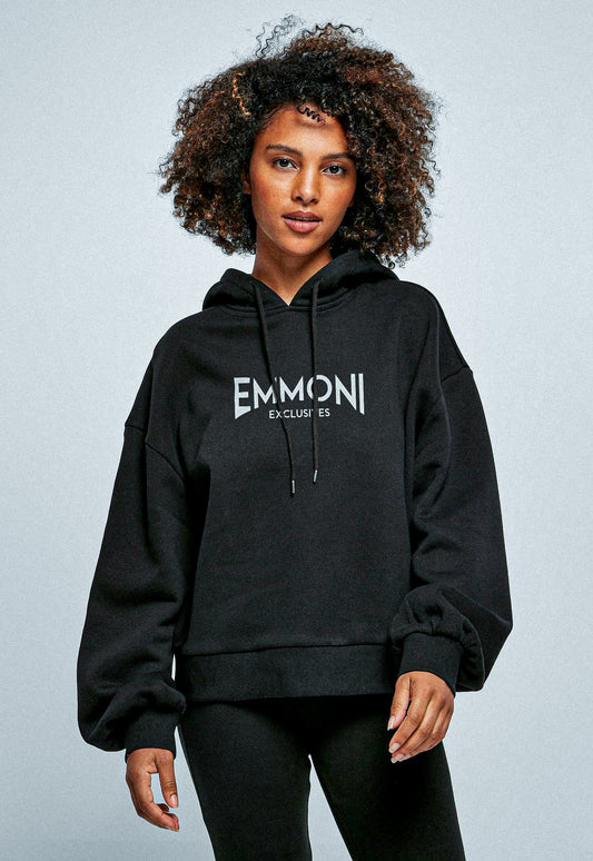 "Emmoni Exclusives Curved" Black/White Hoodie